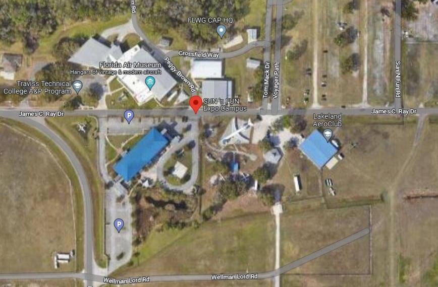 Aerial view of SUN 'n FUN Expo Campus in Lakeland, Florida